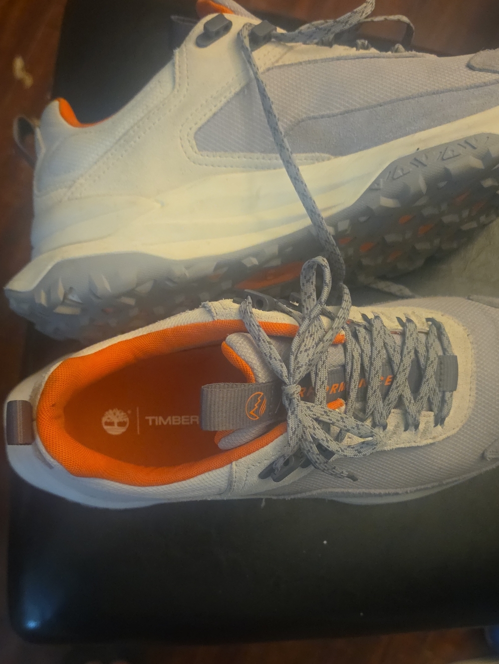 Timberland Men’s Light Gray and Orange Trail Sneakers